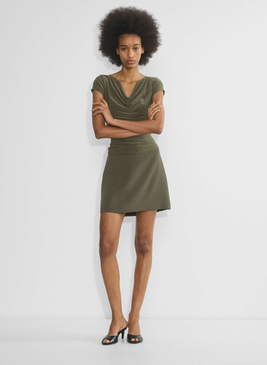 klassisk minikjol - crepette dark olive