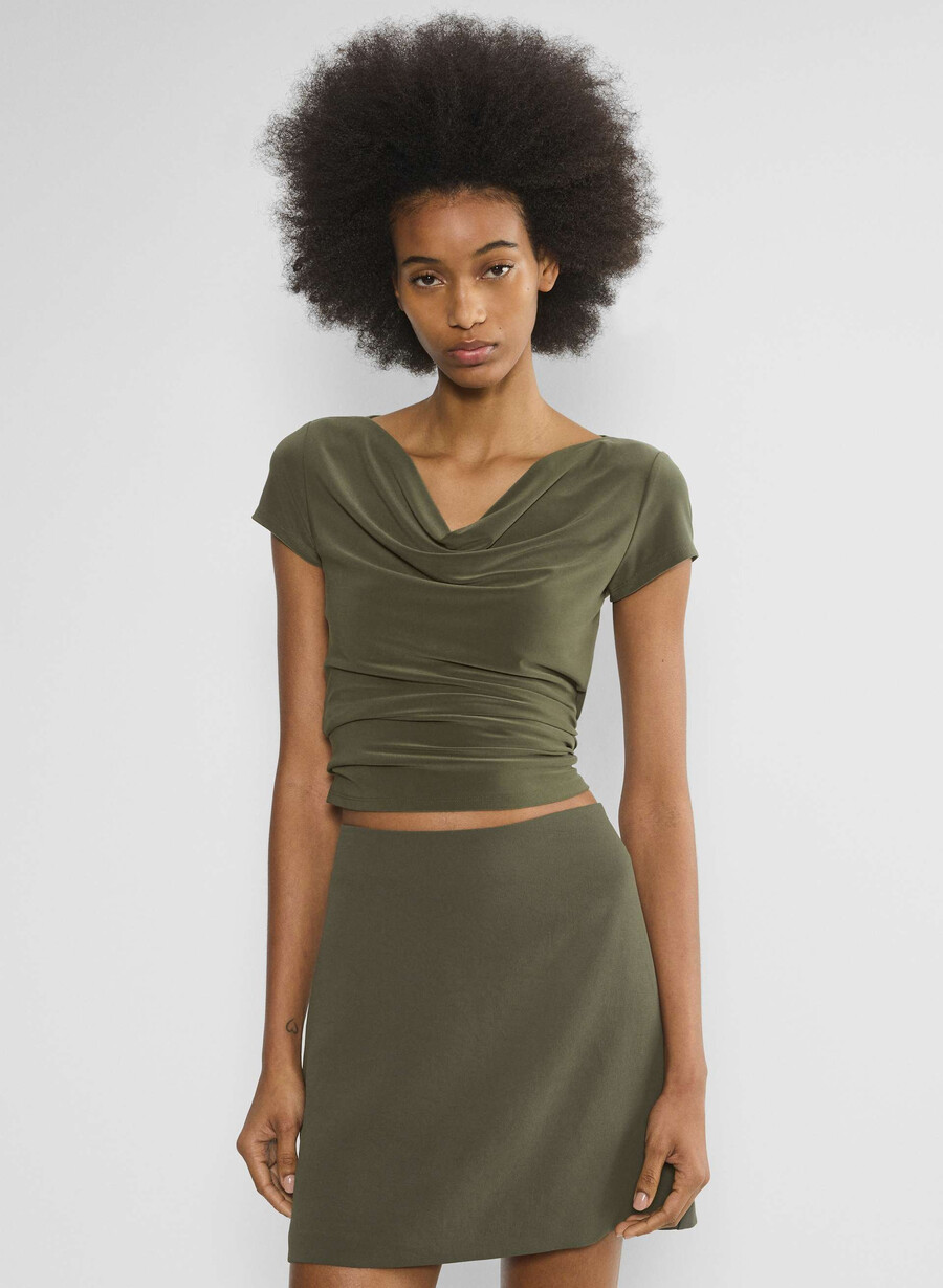 klassisk minikjol - crepette dark olive