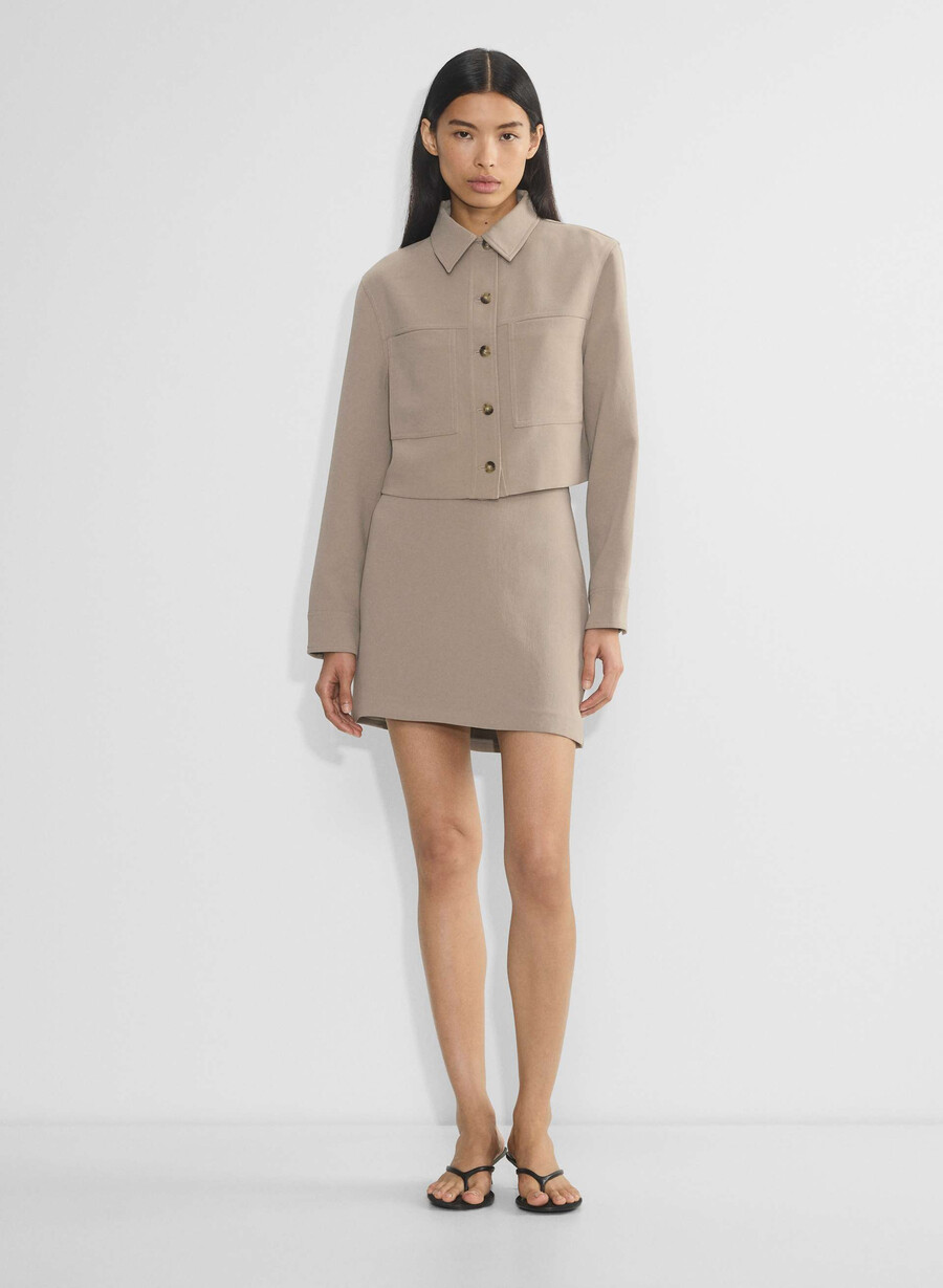 klassisk minikjol - crepette nomad taupe