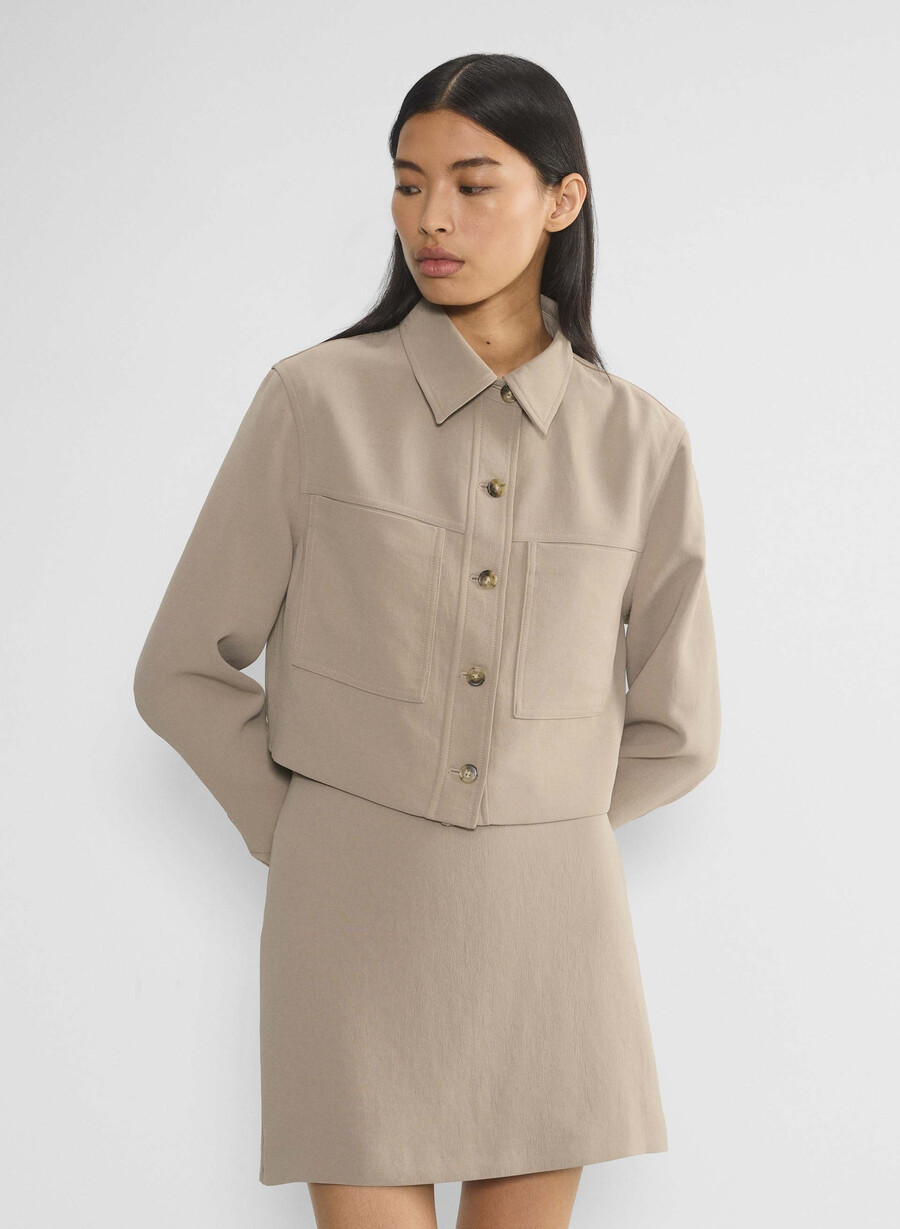 klassisk minikjol - crepette nomad taupe