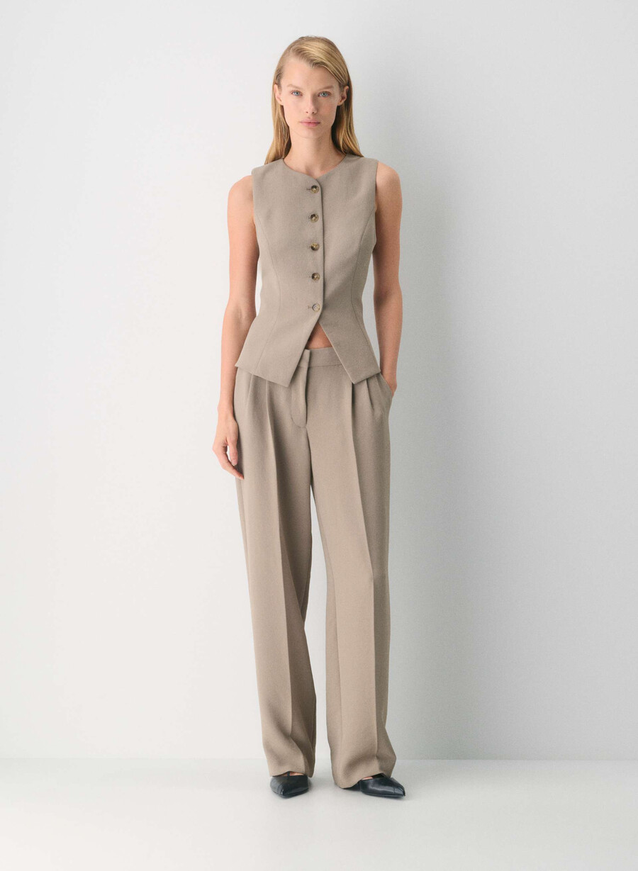 the effortless pant lo-rise - crepette nomad taupe