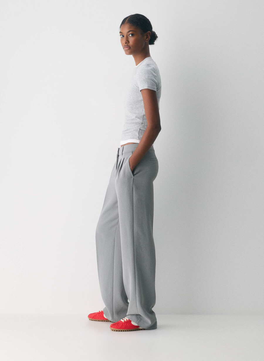 the effortless pant lo-rise - crepette riverstone grey
