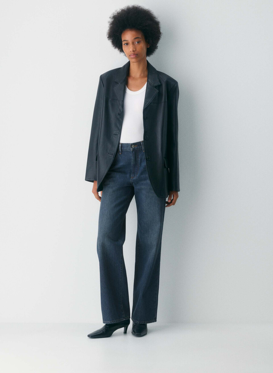 denim forum farrah high-rise wide jeans be about dark bleu