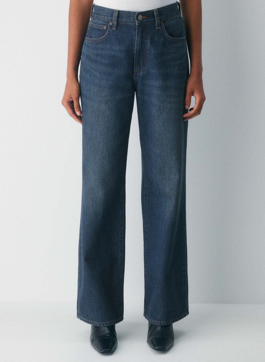 denim forum farrah high-rise wide jeans be about dark bleu