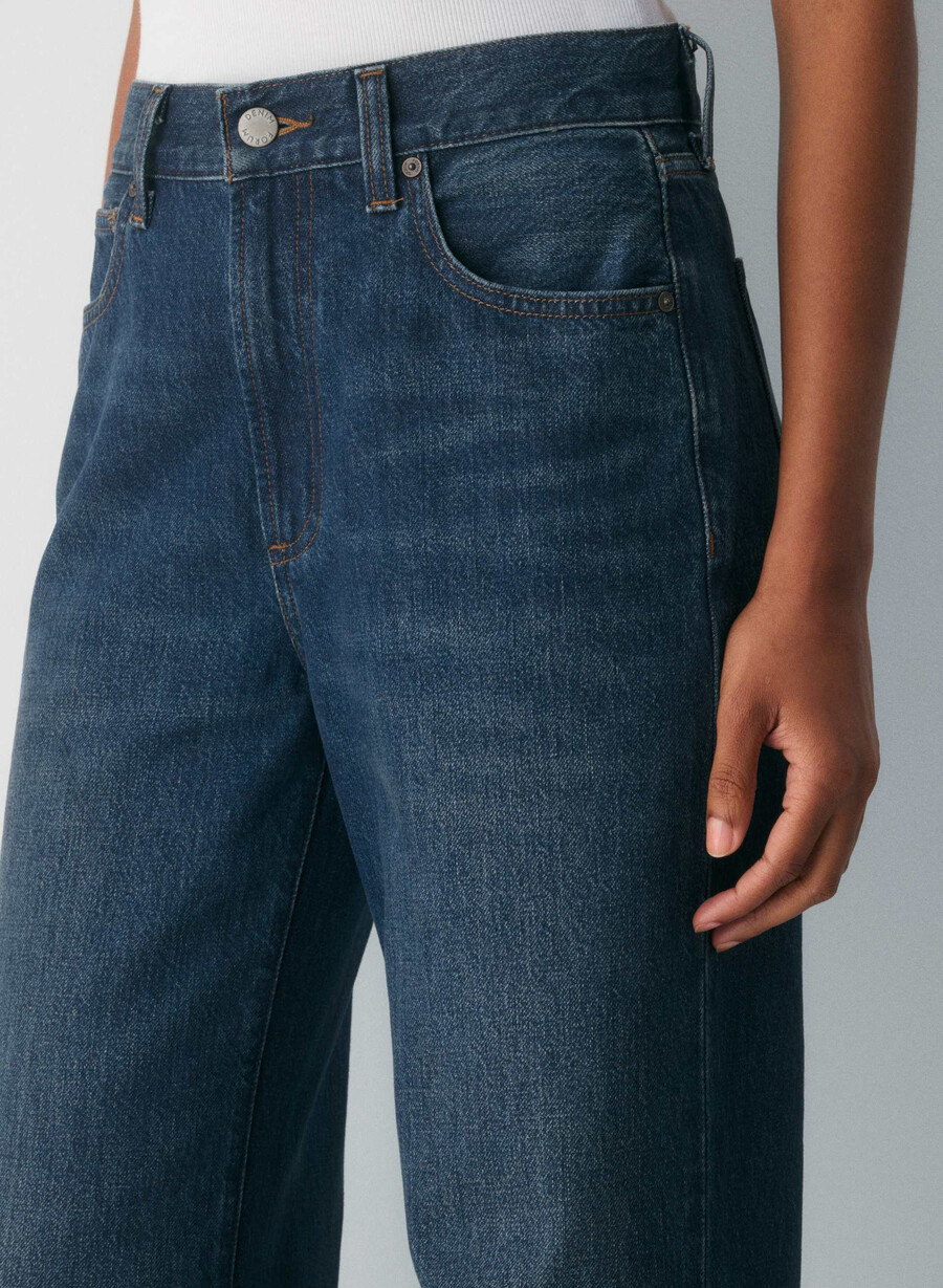 denim forum farrah high-rise wide jeans be about dark bleu
