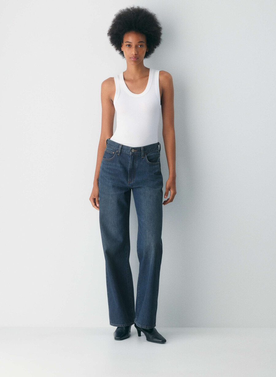 denim forum farrah high-rise wide jeans be about dark bleu