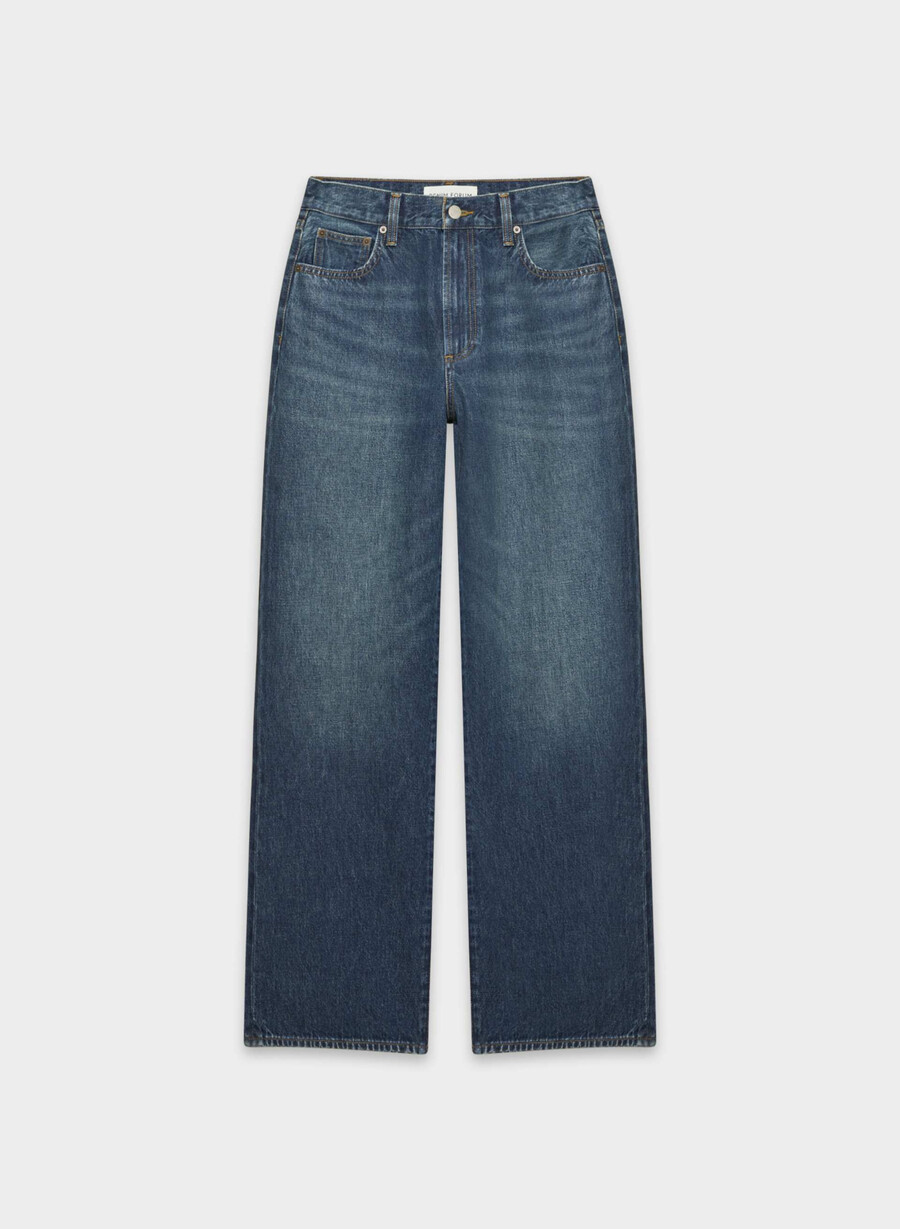 denim forum farrah high-rise wide jeans be about dark bleu