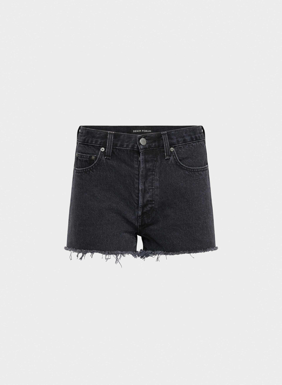 denim forum ex-pojkvän höghöjda jeansshorts svart eyeliner