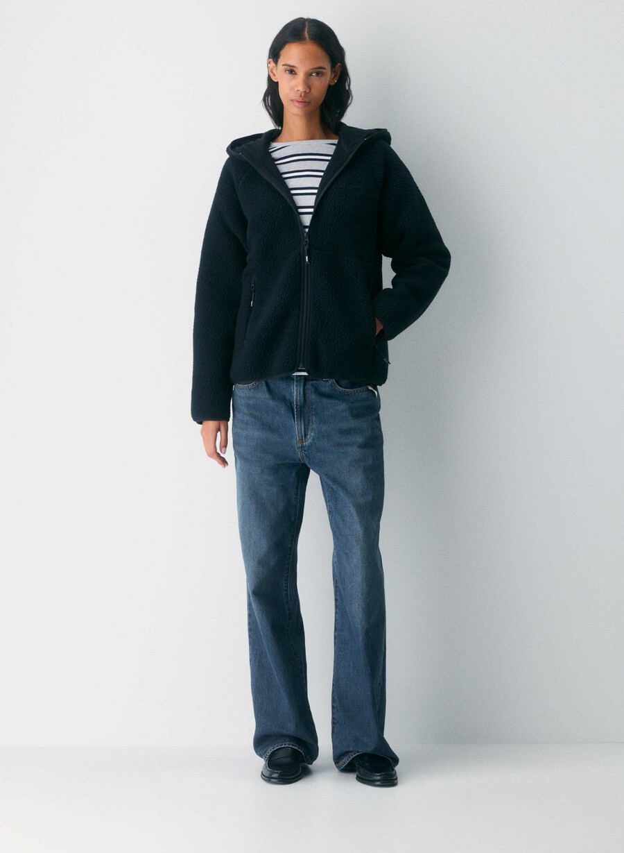 polartec thermal pro raglan zip hoodie svart