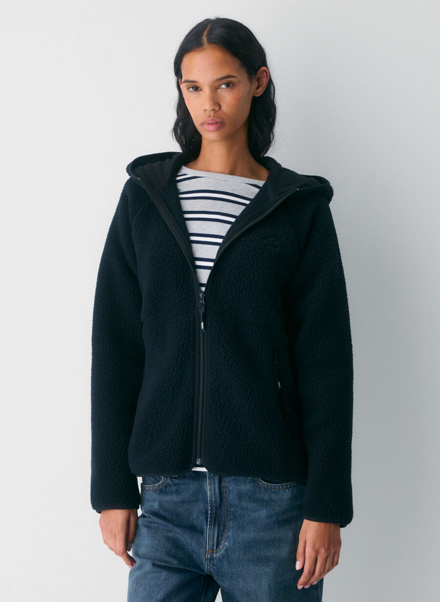 polartec thermal pro raglan zip hoodie svart