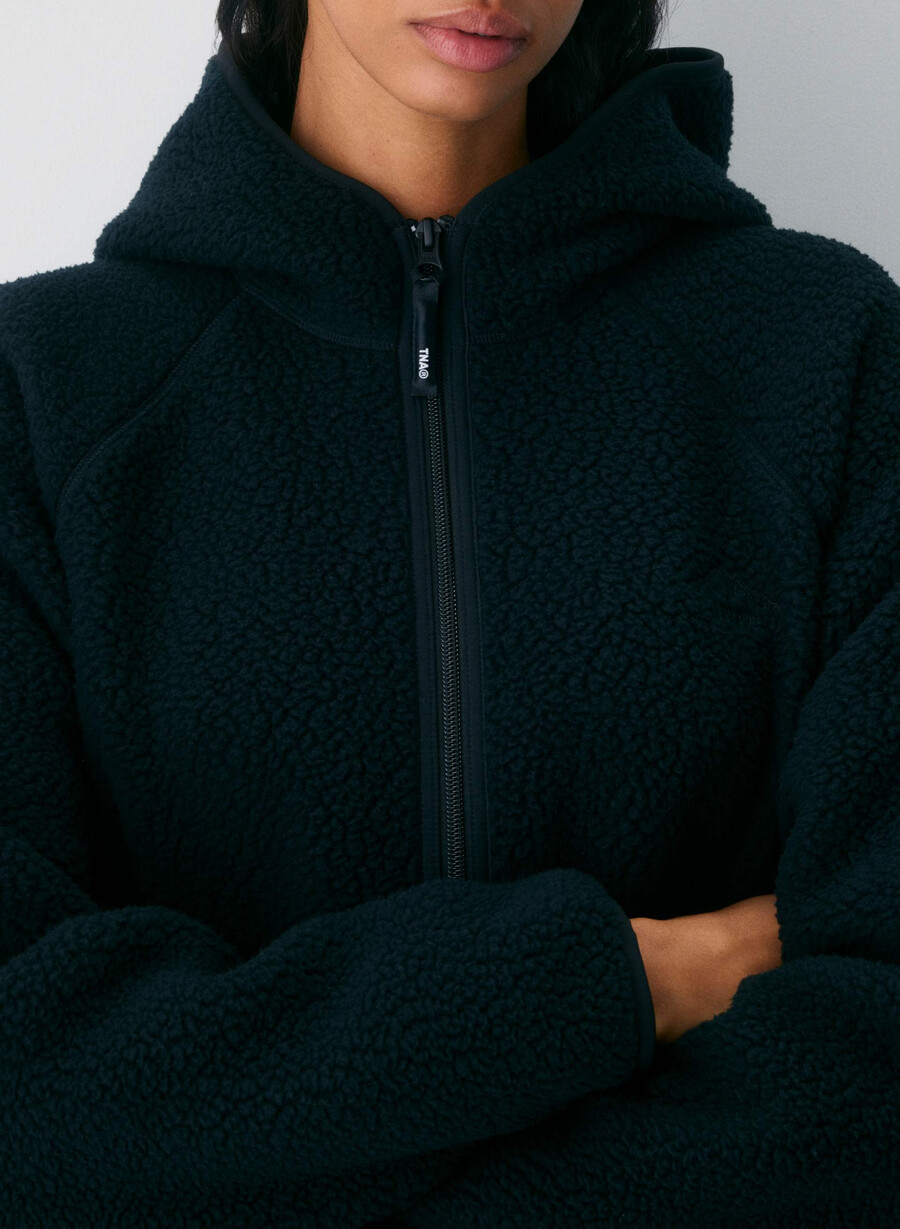 polartec thermal pro raglan zip hoodie svart