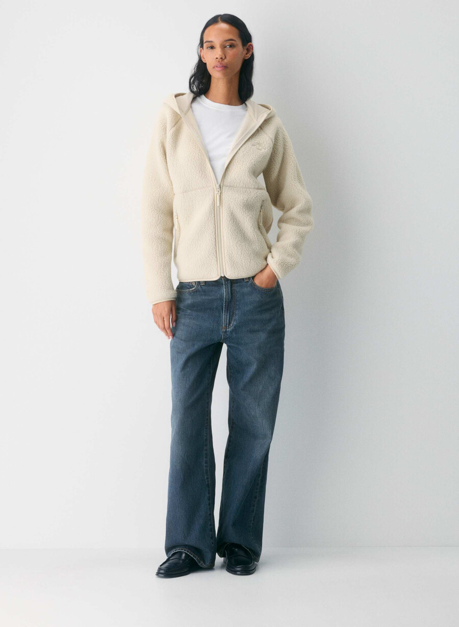polartec thermal pro raglan zip hoodie mikra brun