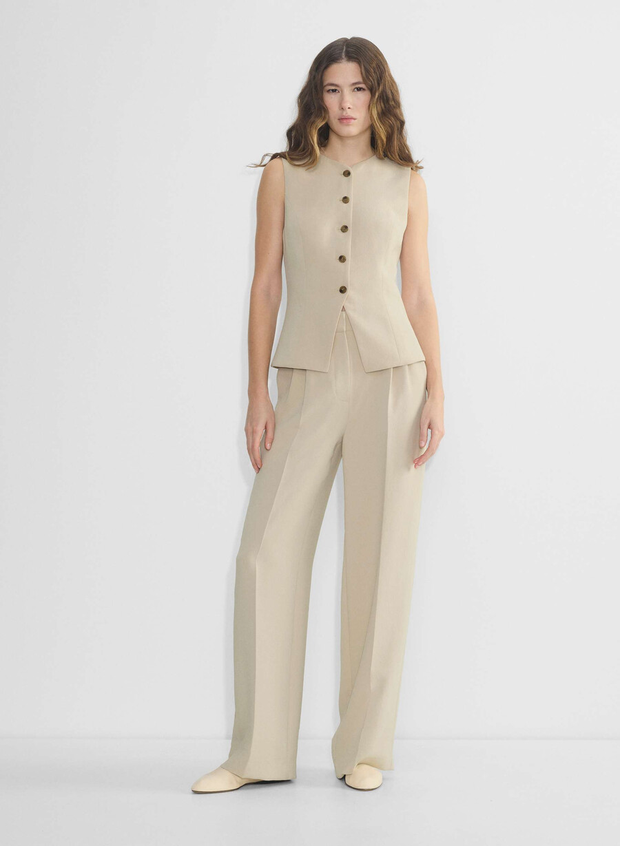 the effortless pant wider - crepette marcona beige