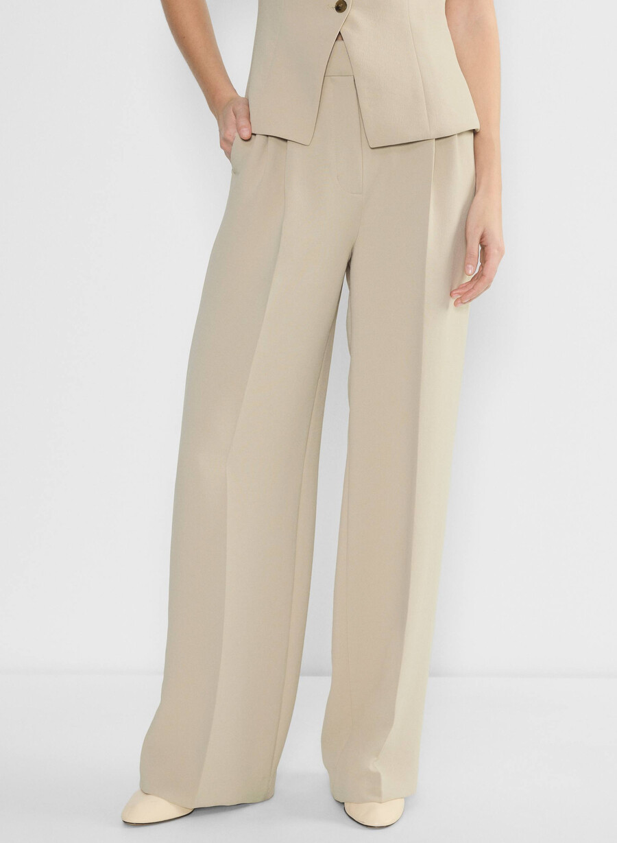 the effortless pant wider - crepette marcona beige