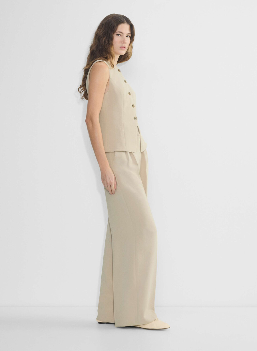 the effortless pant wider - crepette marcona beige