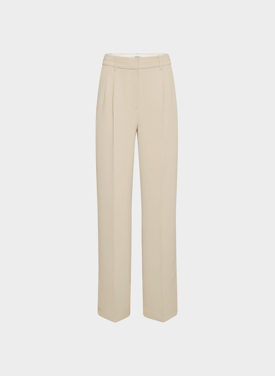 the effortless pant wider - crepette marcona beige