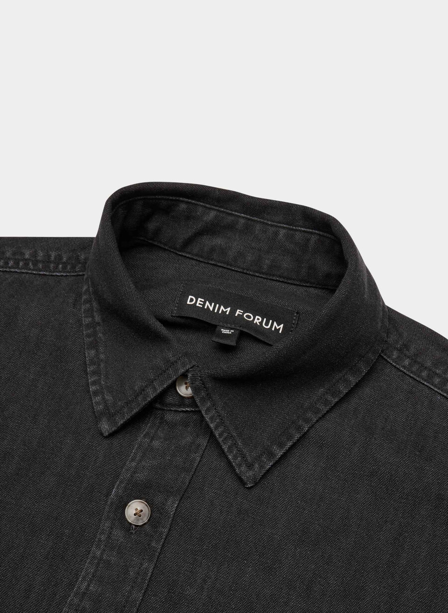 denim forum 80-tals bekväm jeansskjorta svart eyeliner