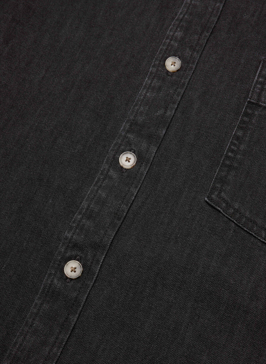 denim forum 80-tals bekväm jeansskjorta svart eyeliner