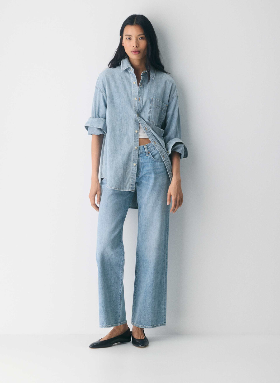 denim forum 80-tals bekväm jeansskjorta 7 år pctr ths bleu