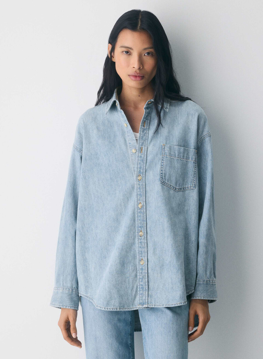 denim forum 80-tals bekväm jeansskjorta 7 år pctr ths bleu