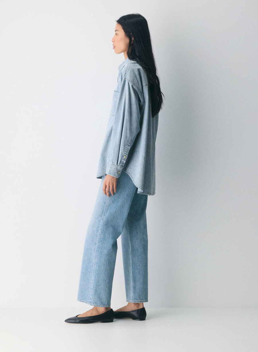 denim forum 80-tals bekväm jeansskjorta 7 år pctr ths bleu