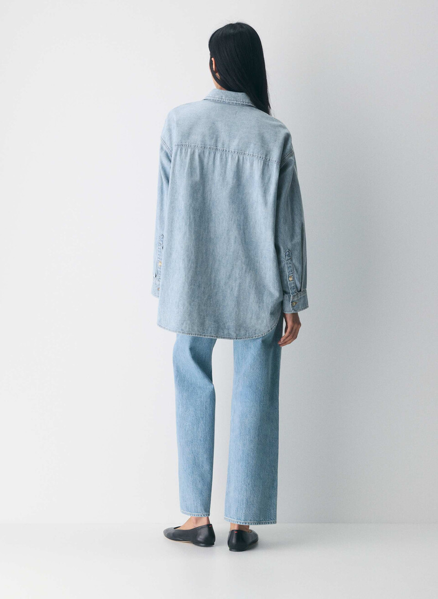 denim forum 80-tals bekväm jeansskjorta 7 år pctr ths bleu