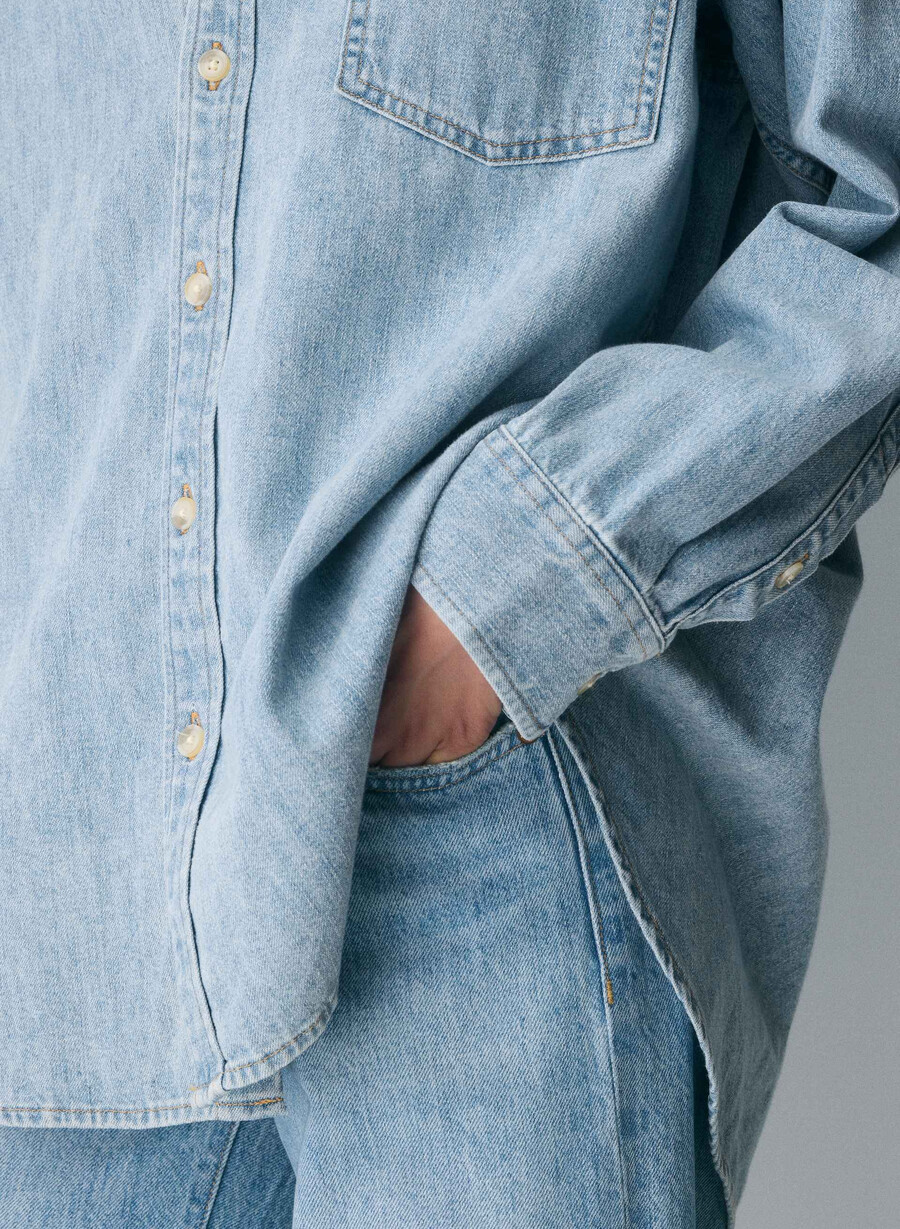 denim forum 80-tals bekväm jeansskjorta 7 år pctr ths bleu
