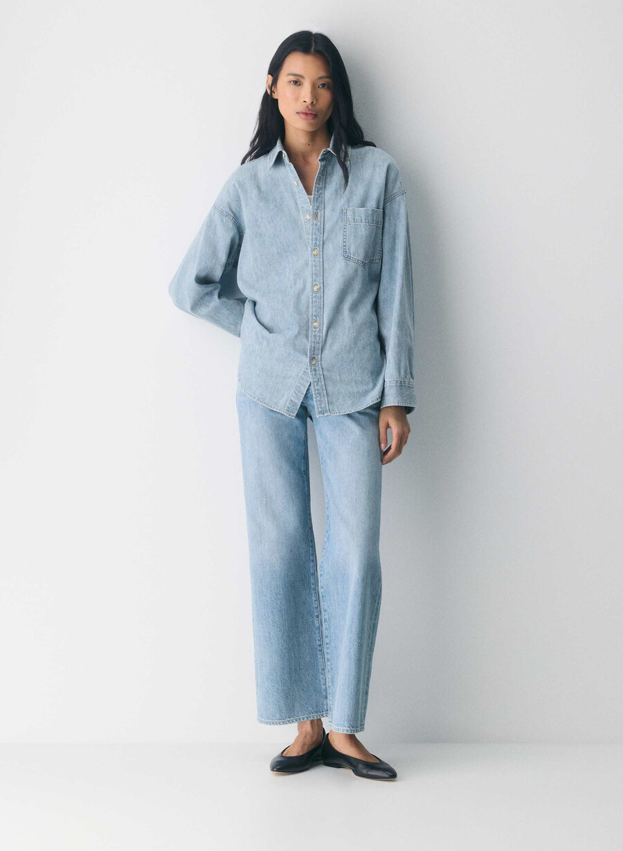 denim forum 80-tals bekväm jeansskjorta 7 år pctr ths bleu