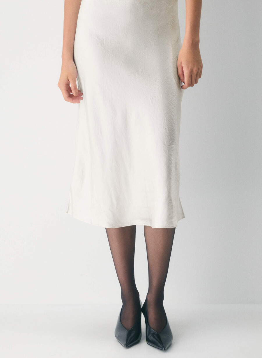 slip satin midikjol ljus bjÖrk