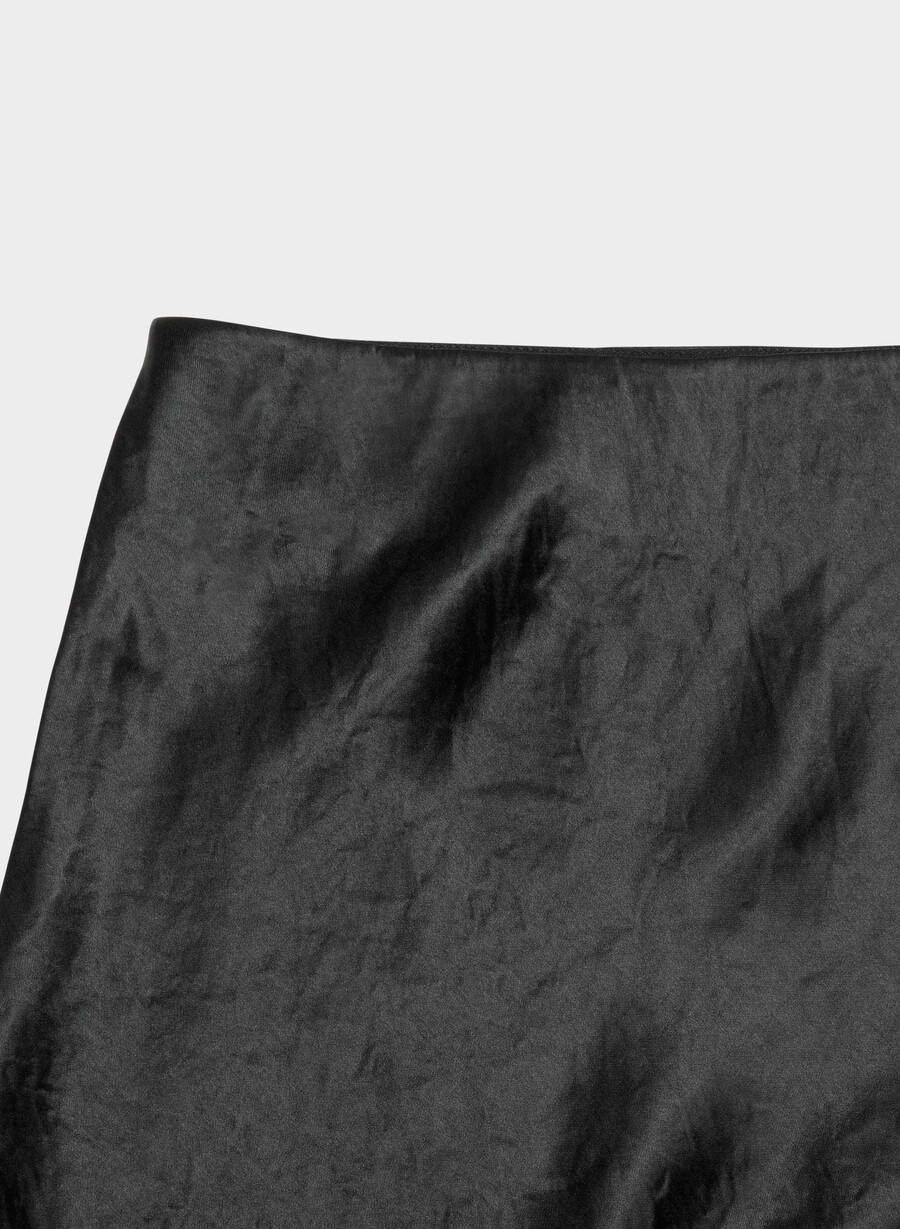 slip satin midikjol svart