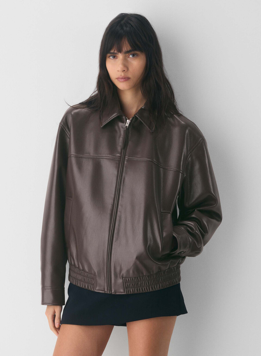 falcon jacka - unreal leather rich mocha brun