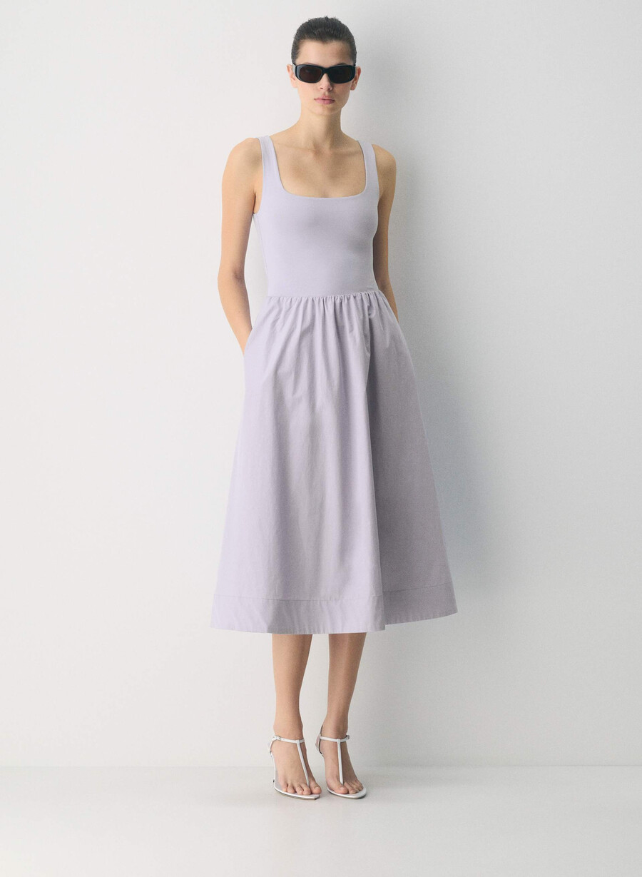 revive poplin klänning villblomma lila