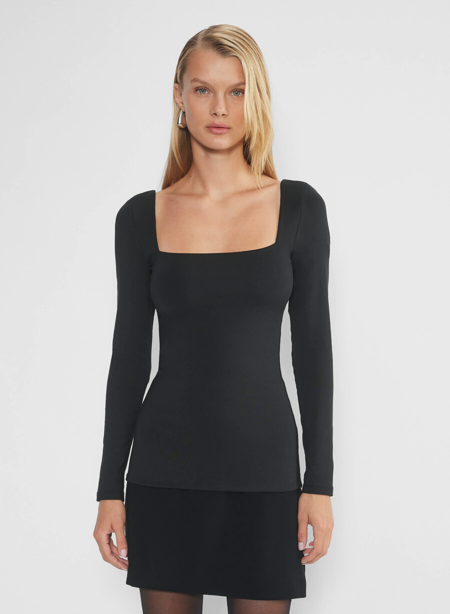 original contour squareneck hip långärmad svart
