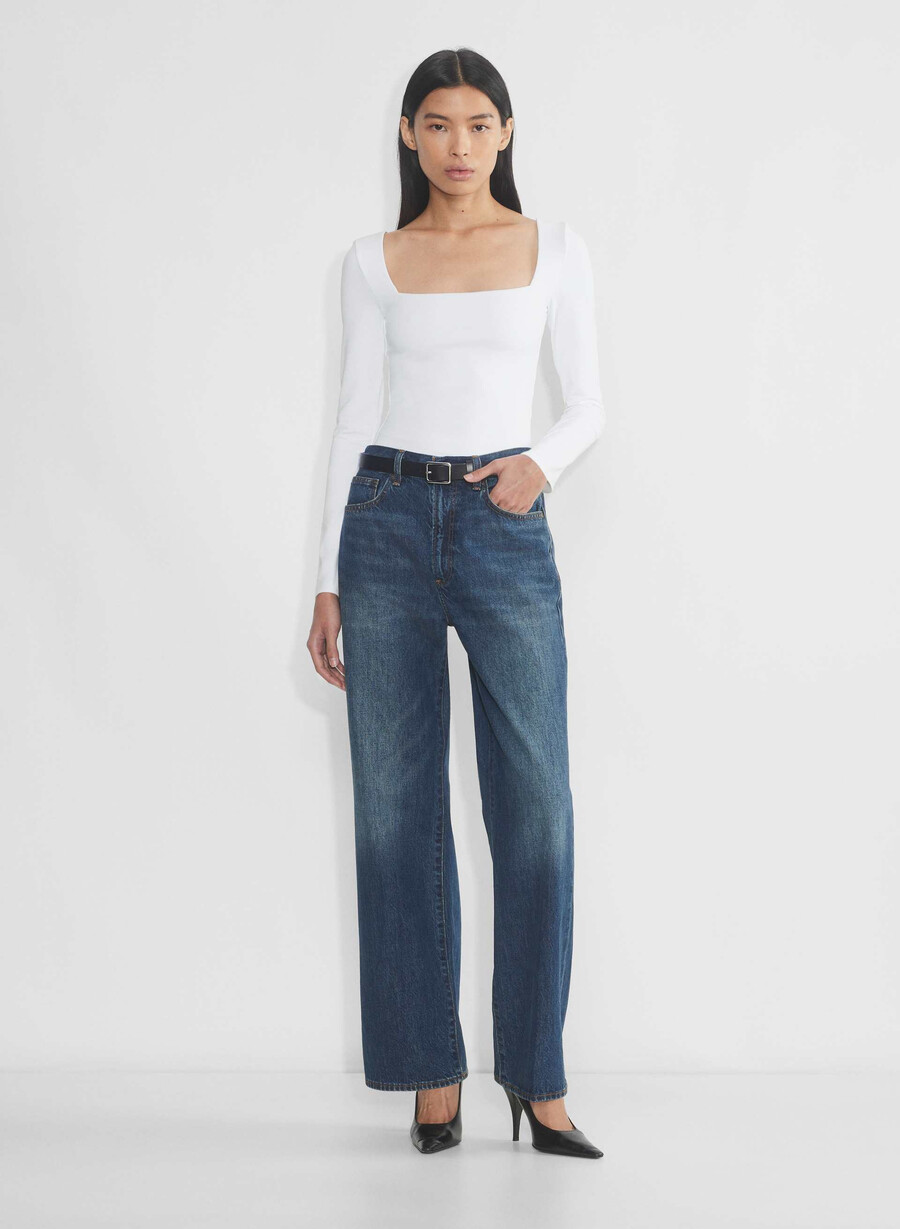 original contour squareneck hip långärmad ljusvit