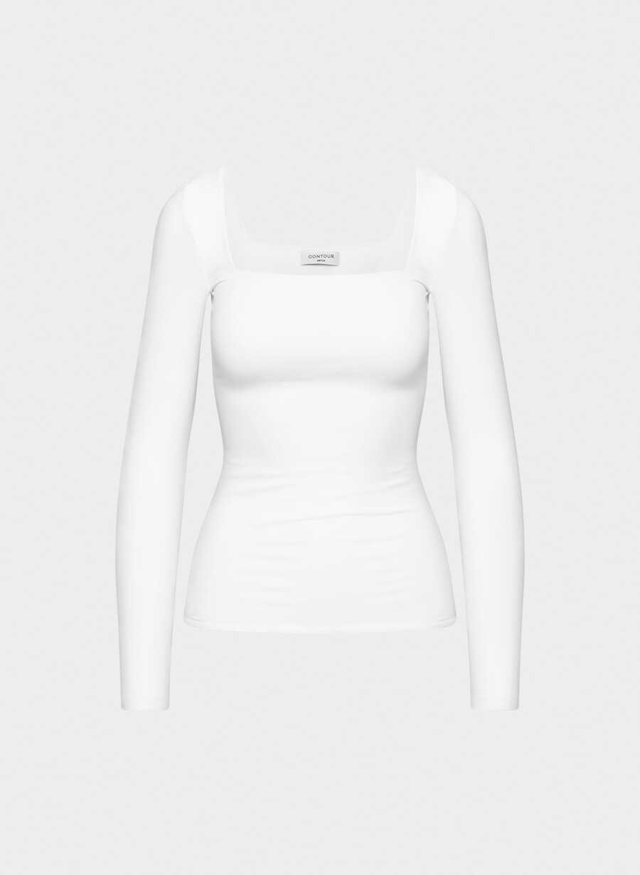 original contour squareneck hip långärmad ljusvit