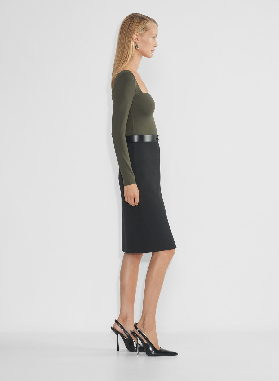 original contour squareneck hip långärmad mörk olivgrön