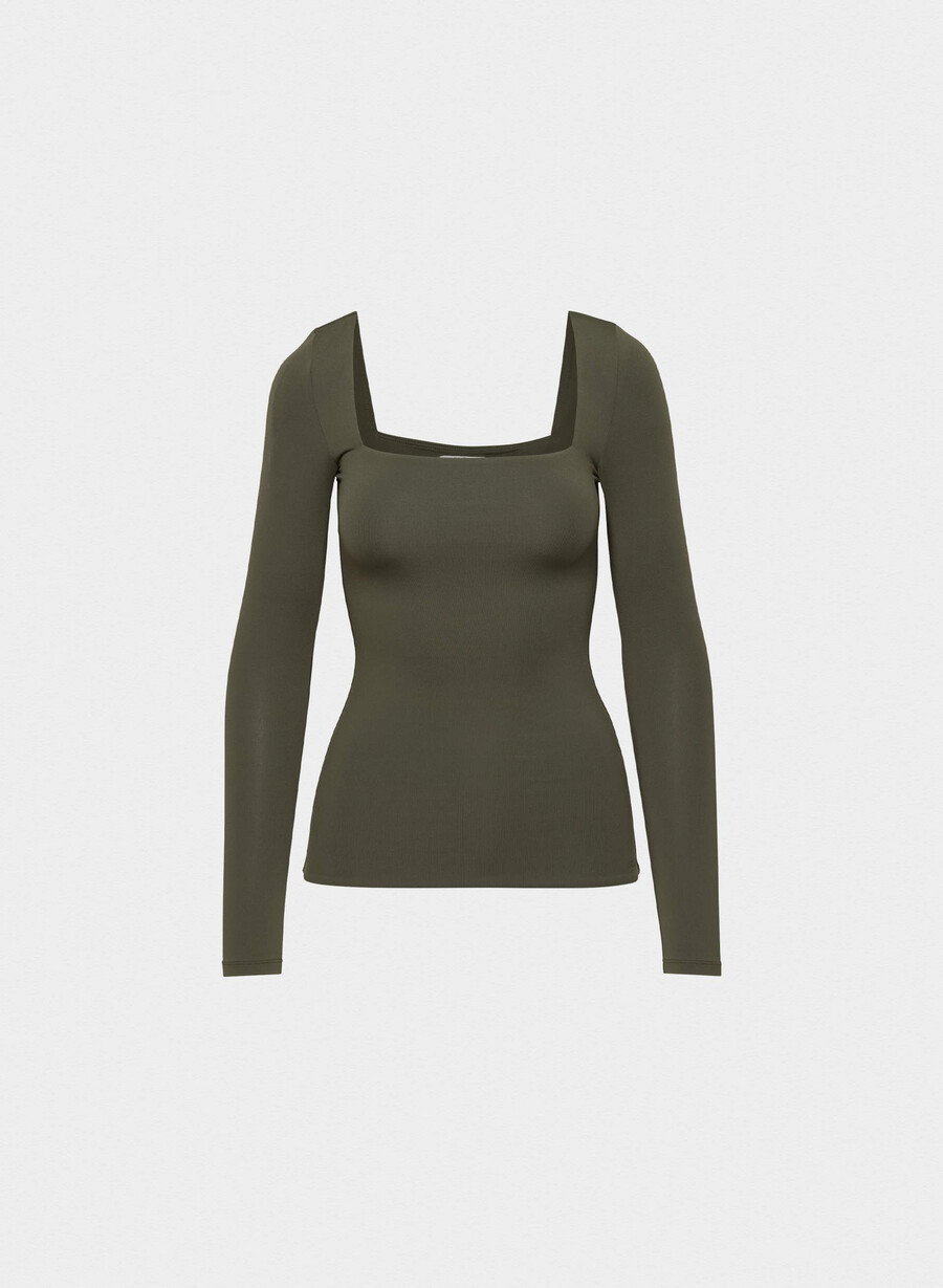 original contour squareneck hip långärmad mörk olivgrön