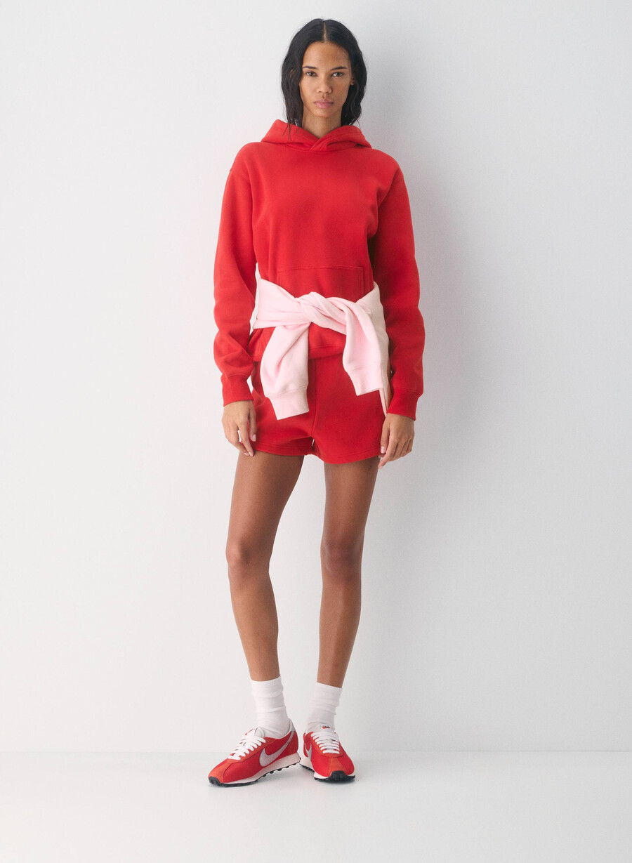 mysig fleece-huvtröja med perfekt passform blinkande röd