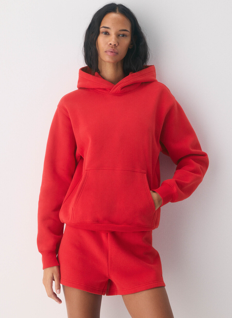 mysig fleece-huvtröja med perfekt passform blinkande röd