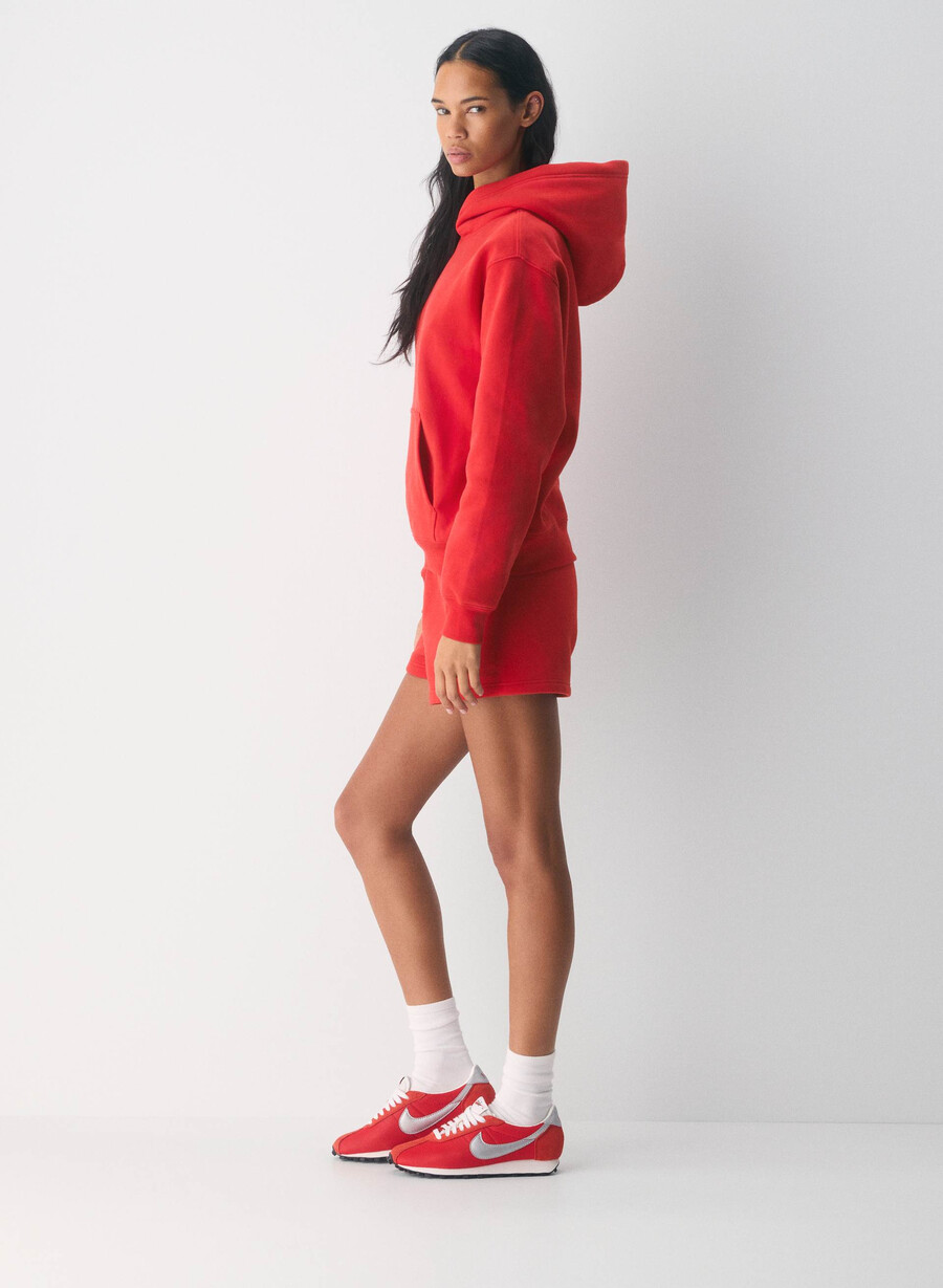 mysig fleece-huvtröja med perfekt passform blinkande röd