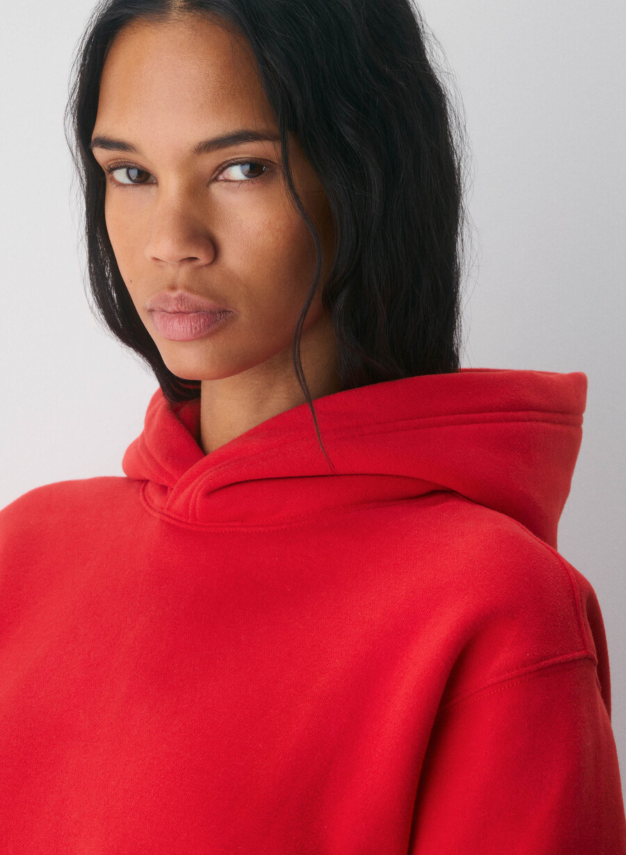 mysig fleece-huvtröja med perfekt passform blinkande röd