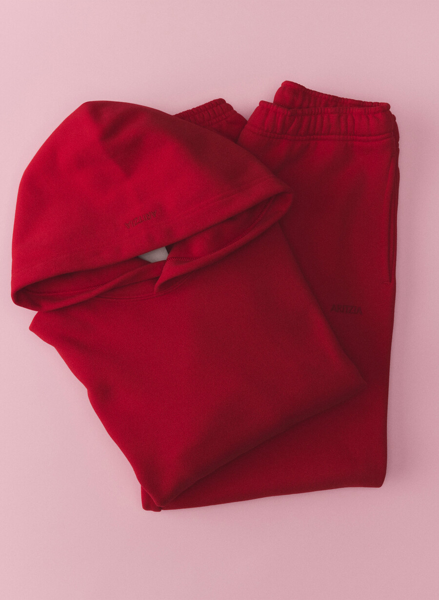 mysig fleece-huvtröja med perfekt passform blinkande röd