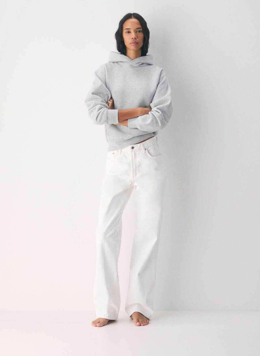 mysig fleece-huvtröja med perfekt passform ljungfärgad krom
