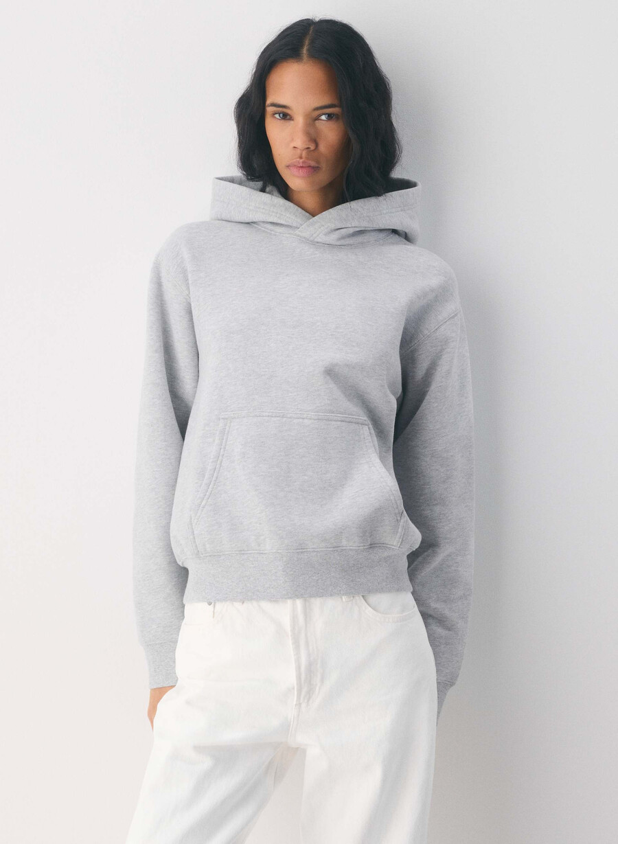 mysig fleece-huvtröja med perfekt passform ljungfärgad krom