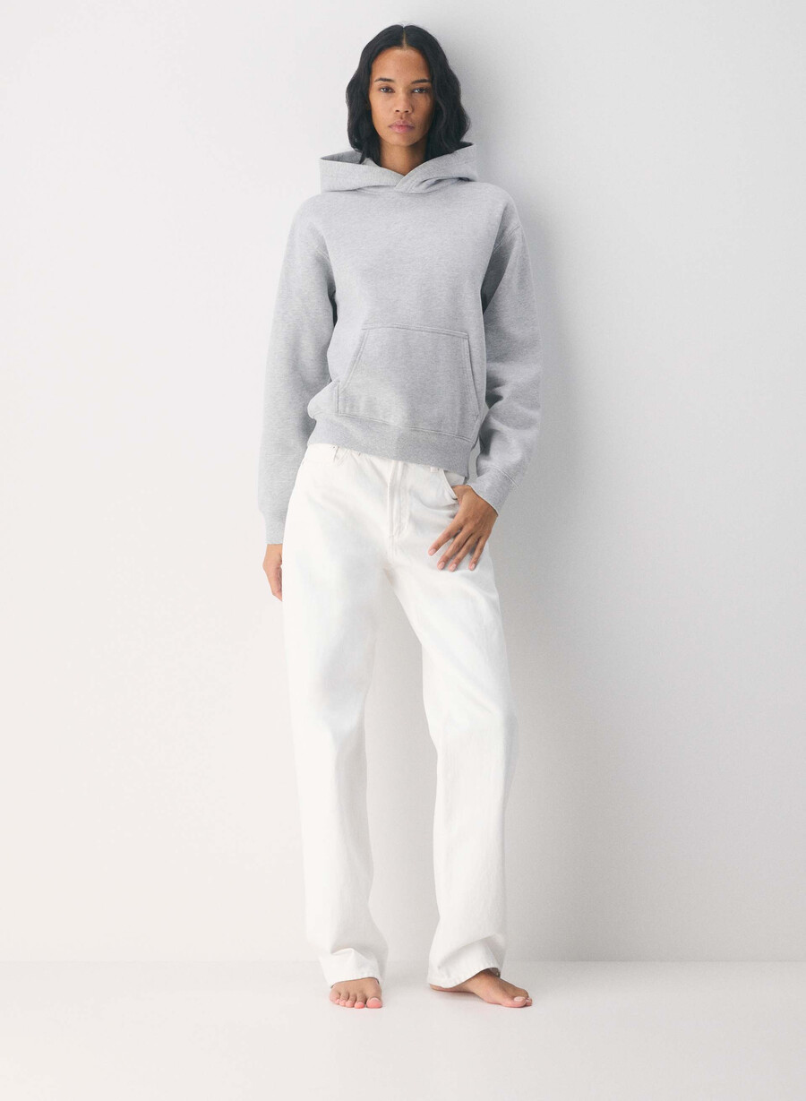 mysig fleece-huvtröja med perfekt passform ljungfärgad krom