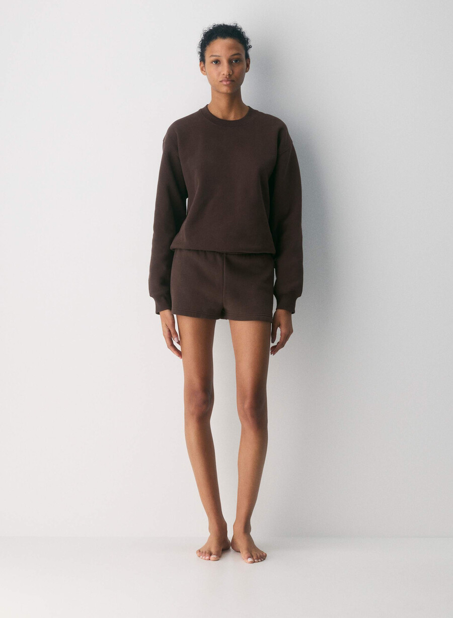 mysig fleece perfect crew sweatshirt rich mocha brun