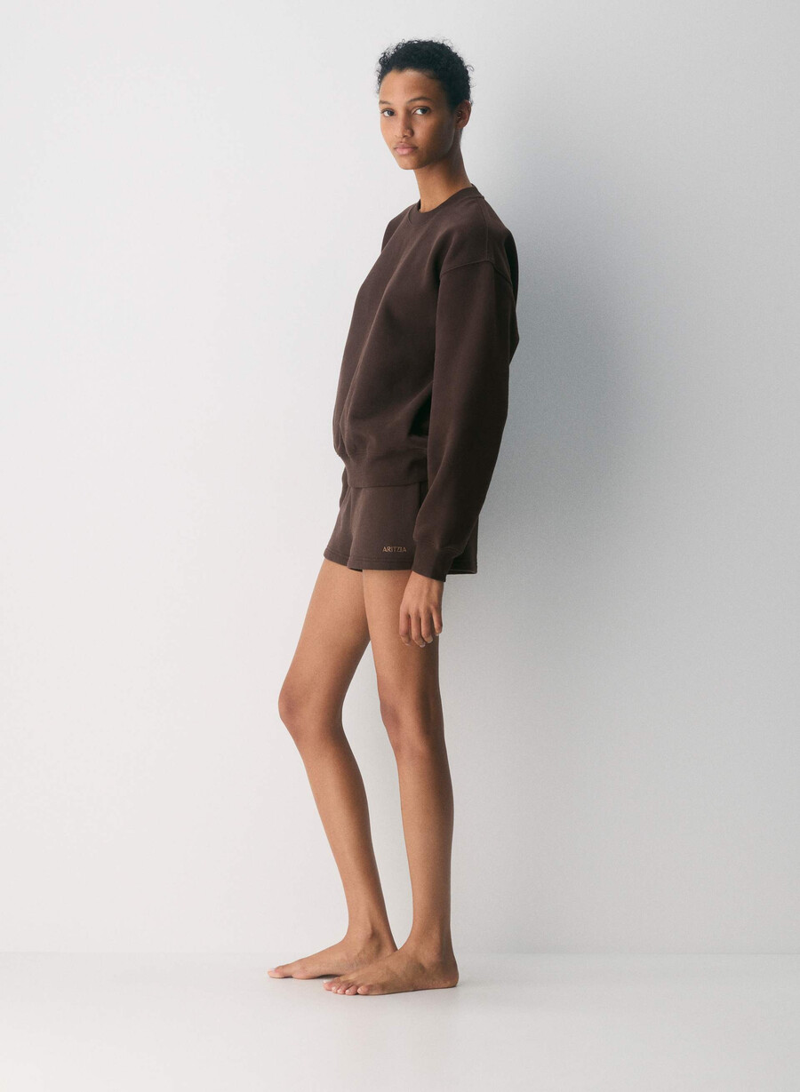 mysig fleece perfect crew sweatshirt rich mocha brun
