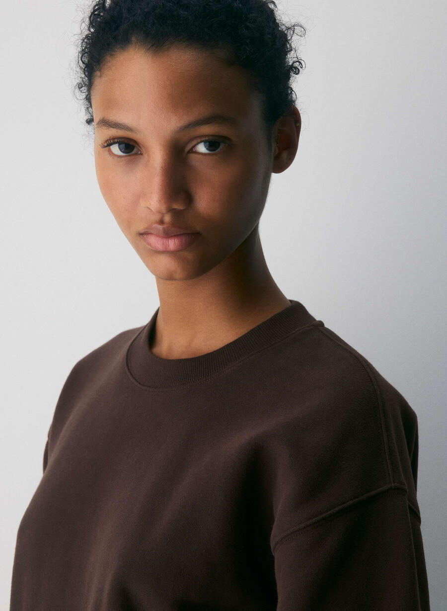 mysig fleece perfect crew sweatshirt rich mocha brun