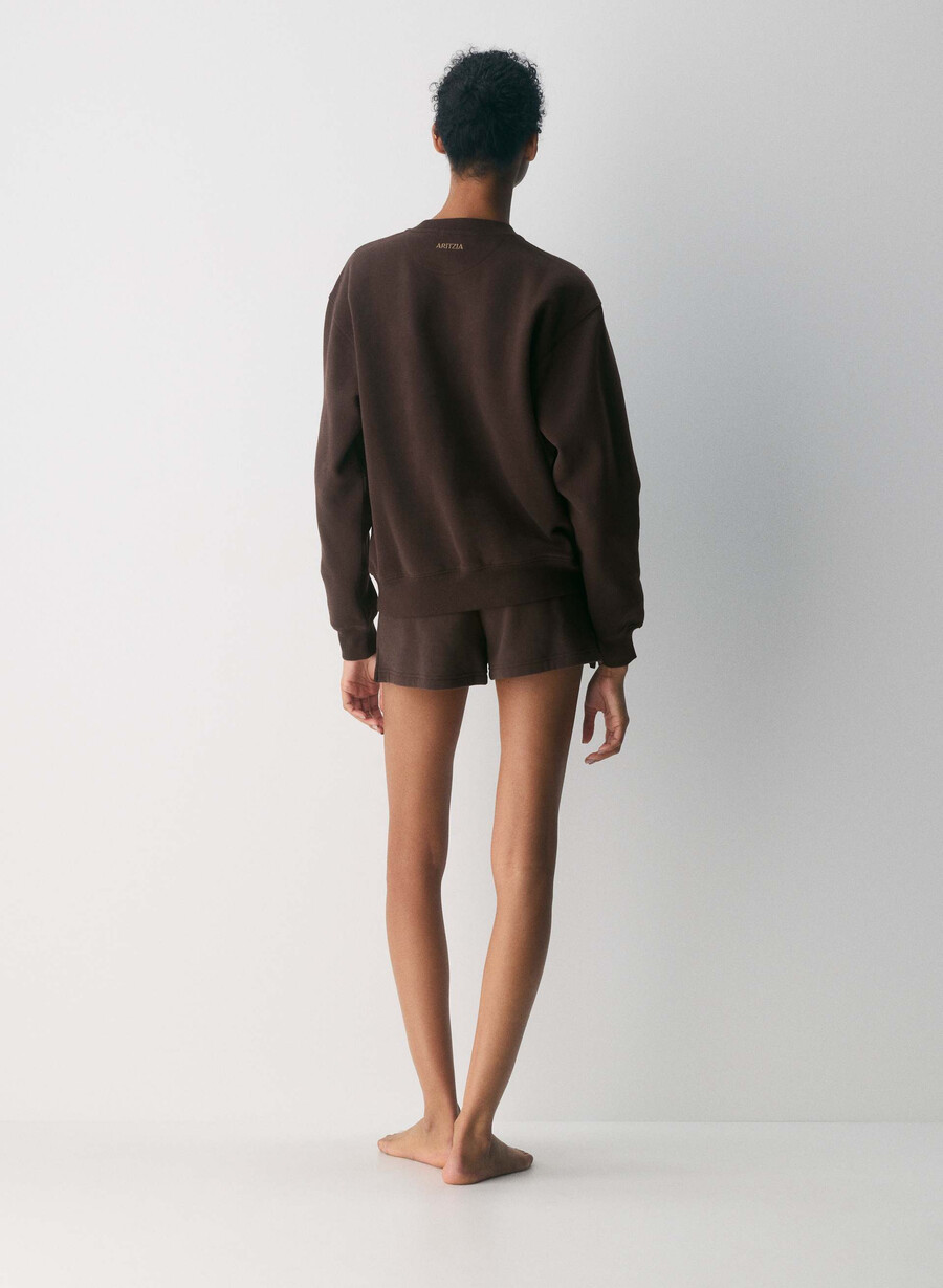 mysig fleece perfect crew sweatshirt rich mocha brun