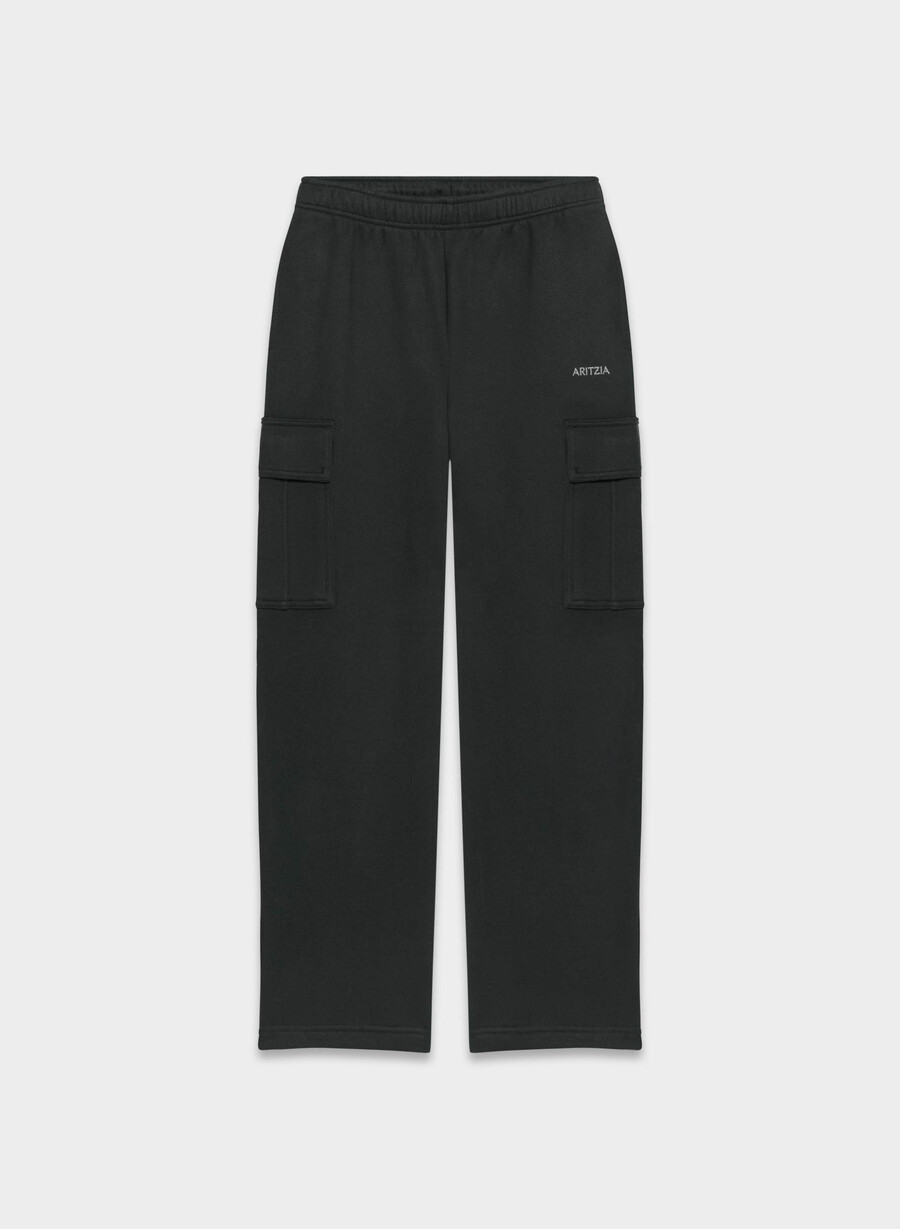 mysiga sweatfleece mega cargo träningsbyxor svart